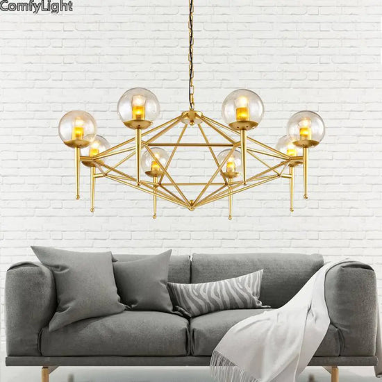 Lustre Vintage Doré Avec Globe Loft Luminaire Chambre