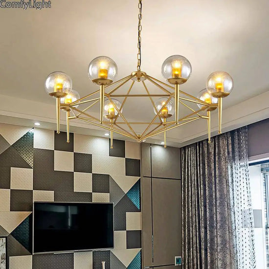 Lustre Vintage Doré Avec Globe Loft Luminaire Chambre