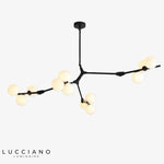 Lustre Yolan Led Métal-Verre Branches Noir - 12 Ampoules / Chaude Luminaire Chambre