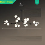 Lustre Yolan Led Métal-Verre Branches Noir - 18 Ampoules / Chaude Luminaire Chambre