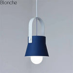 Macaron Led Métal Suspension Design A - Bleu Marine Luminaire Chambre