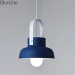 Macaron Led Métal Suspension Design B - Bleu Marine Luminaire Chambre