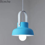 Macaron Led Métal Suspension Design B - Bleu Turquoise Luminaire Chambre