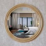 Miroir Mural Rond Rétro 68Cm. Luminaire Doré