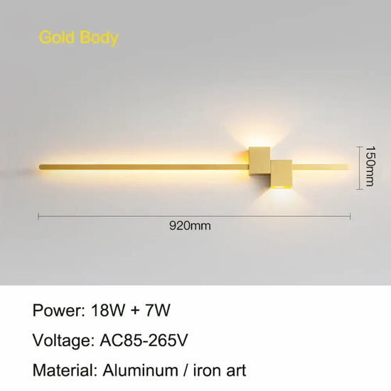 Moderne Minimaliste Luminaire Design Élégant Mural Or 18W / Blanc Froid (5 500-7 000 K).