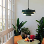 Nordic Led Pendant Light Macaron Carbon Steel Aluminum White Dark Green Orange Illuminations For