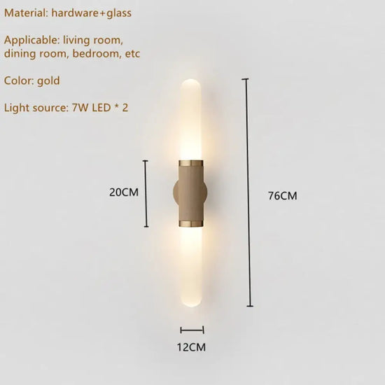 Nordique Designer Murale Led Élégante Minimaliste A-H76 L12Cm / Lumière Froide 6000K Applique
