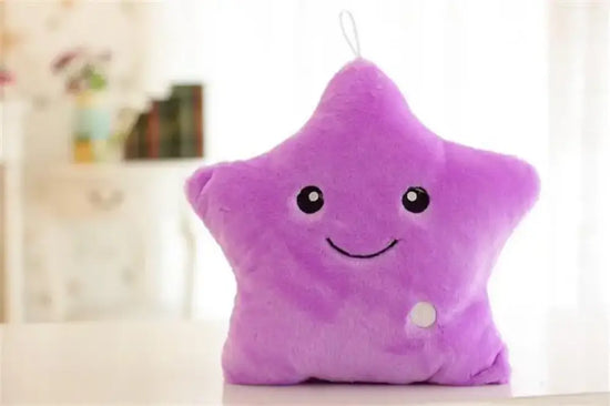 Oreiller en peluche lumineux et coloré en forme d’étoile