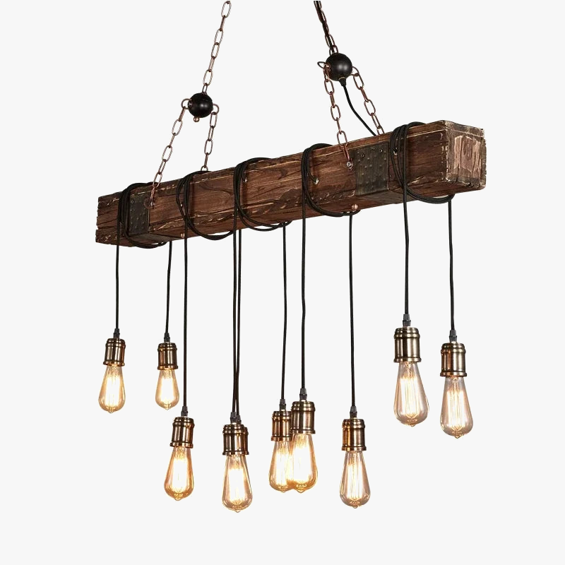 Suspension LED bois vintage industriel