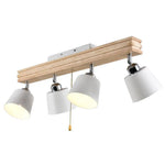 Plafonnier Ajustable Bois Métal Led 4 Lampes Luminaire Chambre