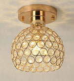 Plafonnier Cristal Chromé Élégant 1 Lampe - Doré Luminaire Chambre