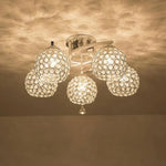 Plafonnier Cristal Chromé Élégant 5 Lampes Luminaire Chambre