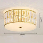 Plafonnier Cristal Doré Moderne Luxury D 56 X H 23 Cm Luminaire Chambre