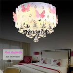 Plafonnier Cristal Led Papillons 35Cm Luminaire Chambre