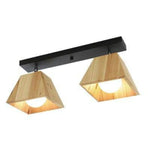 Plafonnier En Bois Style Japonais Noir - 2 Lampes Luminaire Chambre