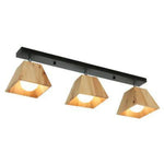 Plafonnier En Bois Style Japonais Noir - 3 Lampes Luminaire Chambre