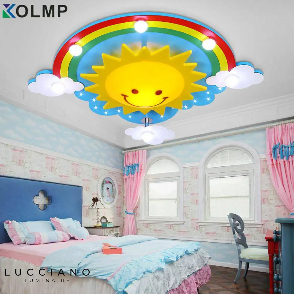 Plafonnier Enfant Soleil Led Arc-En-Ciel Luminaire Chambre