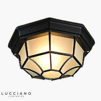 Plafonnier extérieur noir à grilles en aluminium