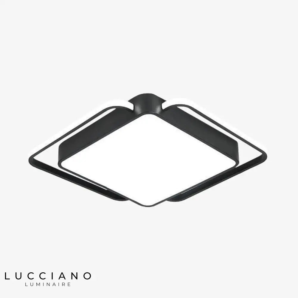 Plafonnier Led Carré Noir Et Blanc Bwart Noir / 50X50X6Cm - 34W Chaude Luminaire Chambre