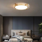 Plafonnier Led Cercles Dorés Moderne Luminaire Chambre