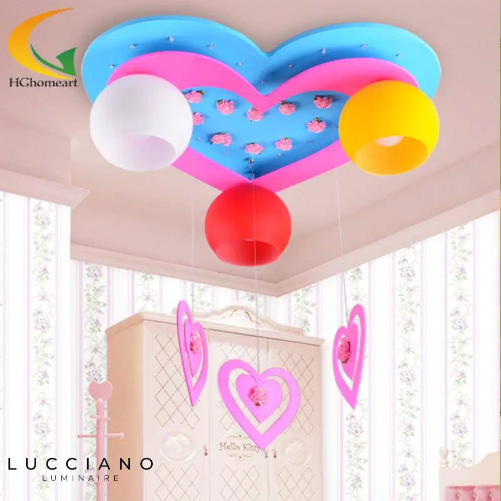 Plafonnier Led Coeur Bleu Rose Enfant Luminaire Chambre