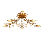 Plafonnier Led Cristal Fleurs Feuilles Luminaire Chambre