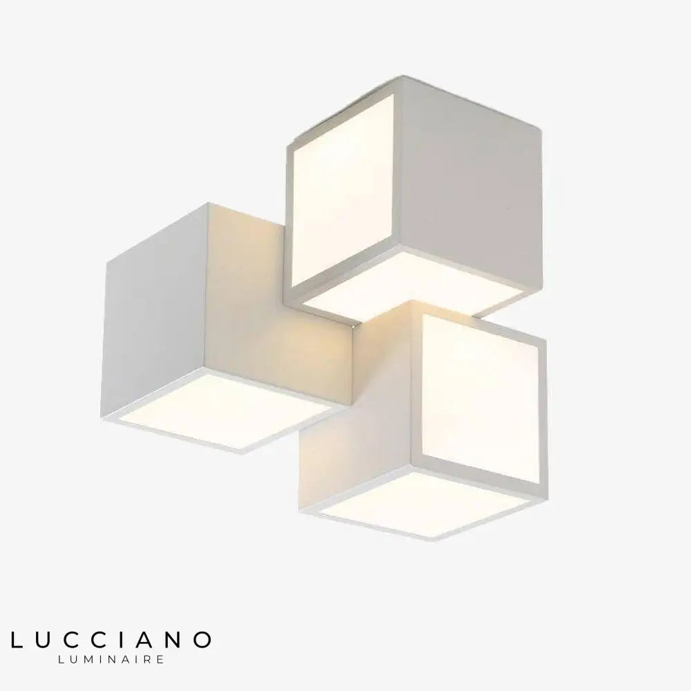 Plafonnier Led Cubes Métal Design 3 Blancs / Froide Luminaire Chambre