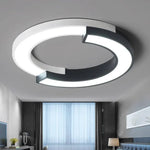 Plafonnier Led Demi-Lune Noir Blanc Luminaire Chambre