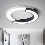 Plafonnier Led Demi-Lune Noir Blanc Luminaire Chambre