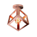 Plafonnier Led Design Cage Colorée Rose Gold Luminaire Chambre