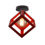 Plafonnier Led Design Cage Colorée Rouge Luminaire Chambre