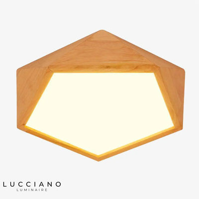 Loftlampe LED med træeffekt, geometrisk