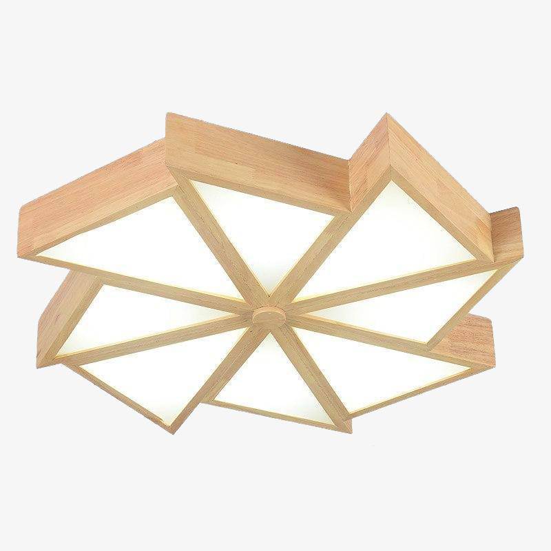 Plafonnier LED bois triangles géométriques