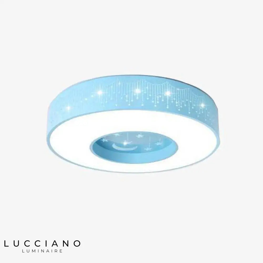 Plafonnier Led Enfant Étoiles Et Lune Bleu / Naturelle Luminaire Chambre