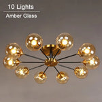 Plafonnier Led Étoile Globes Verre 10 Lampes - Ambre / Chaude Luminaire Chambre