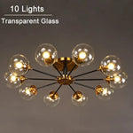 Plafonnier Led Étoile Globes Verre 10 Lampes - Transparent / Chaude Luminaire Chambre