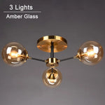 Plafonnier Led Étoile Globes Verre 3 Lampes - Ambre / Chaude Luminaire Chambre