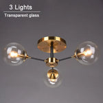 Plafonnier Led Étoile Globes Verre 3 Lampes - Transparent / Chaude Luminaire Chambre