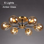 Plafonnier Led Étoile Globes Verre 6 Lampes - Ambre / Chaude Luminaire Chambre