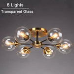 Plafonnier Led Étoile Globes Verre 6 Lampes - Transparent / Chaude Luminaire Chambre