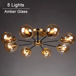 Plafonnier Led Étoile Globes Verre 8 Lampes - Ambre / Chaude Luminaire Chambre