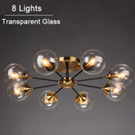 Plafonnier Led Étoile Globes Verre 8 Lampes - Transparent / Chaude Luminaire Chambre