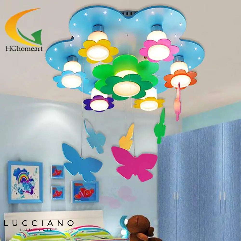 Plafonnier Led Fleurs Multicolores Enfant Luminaire Chambre