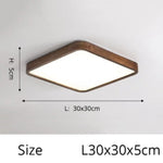 Plafonnier Led Géométrique Bois Evelyn Carré - 30X30Cm / Chaude Luminaire Chambre