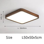 Plafonnier Led Géométrique Bois Evelyn Carré - 50X50Cm / Chaude Luminaire Chambre