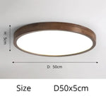 Plafonnier Led Géométrique Bois Evelyn Rond - 50Cm / Chaude Luminaire Chambre