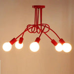 Plafonnier Led Métal Multi-Points Rouge Luminaire Chambre