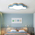 Plafonnier Led Nuage Bois Botimi Bleu / 50 X 28Cm Froide Luminaire Chambre