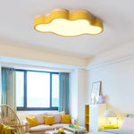 Plafonnier Led Nuage Bois Botimi Jaune / 50 X 28Cm Froide Luminaire Chambre