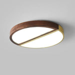 Plafonnier Led Rond Bois Métal Doré Luminaire Chambre